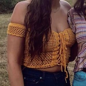 Yellow crochet crop top